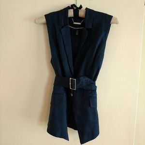 NWOT Navy Belted Sleeveless Vest, WHBM